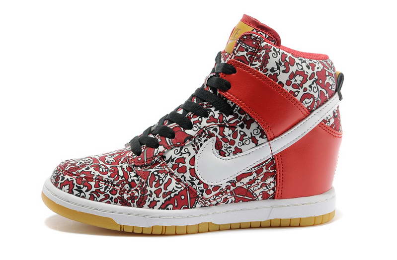 Chaussures Nike Dunk Femmes ascenseur Sky Salut fleurs Rouge Blanc (1)